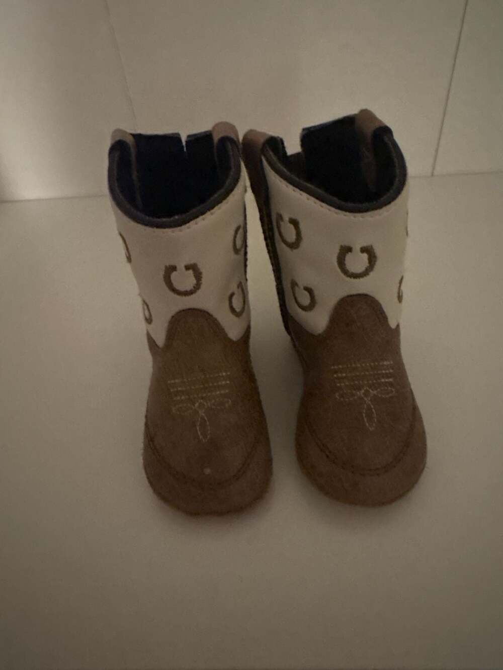 Boot Barn Infant Western Boots Size 2.0 Brown Cream Horseshoe